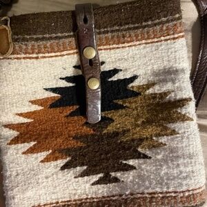 McFadin Two Bar West Western Aztec and Leather  Crossbody purse